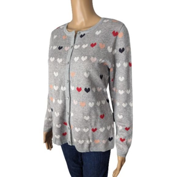 Christopher & Banks Heart Print Button-Front Cardigan S - Picture 4 of 8